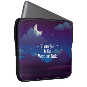 I Love You to the Moon and Back, blue indigo Laptop Sleeve