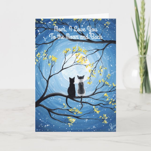 I Love You To The Moon and Back Cat Mother's Day Card (Front)