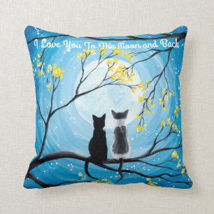 I Love You To The Moon and Back Cat Throw Pillow