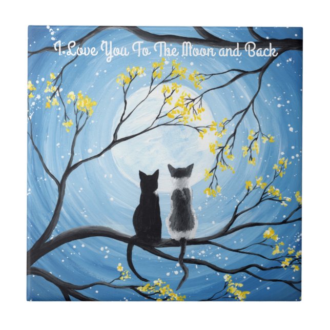 I Love You To The Moon and Back Cat Tile (Front)