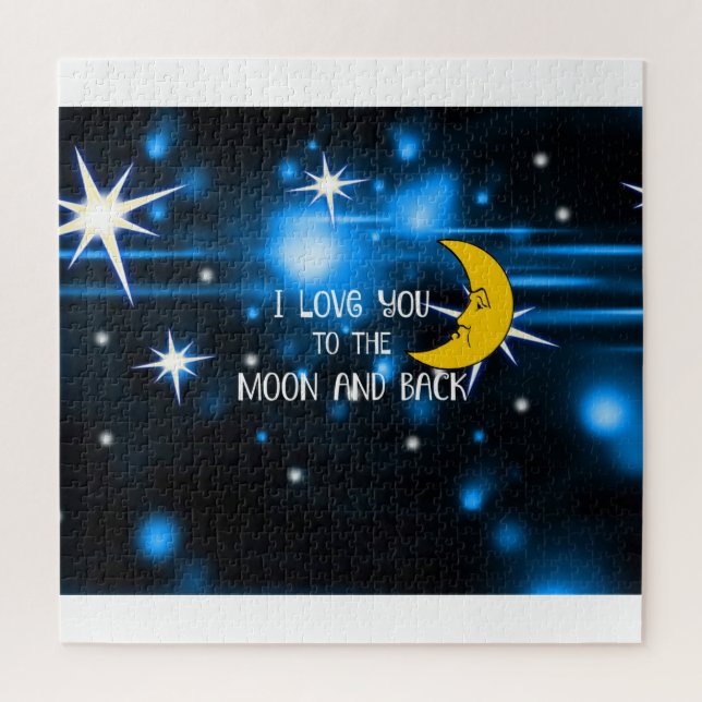 I Love You to the Moon and Back, colourful and cut Jigsaw Puzzle (Vertical)