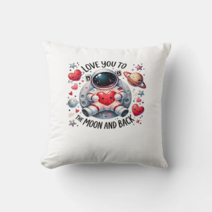 I Love You To The Moon And Back Cute Astronaut Lov Throw Pillow