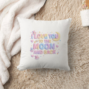 I Love You to the Moon and Back – Cute Pastel Tedd Throw Pillow