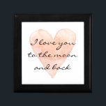 I love you to the moon and back gift box<br><div class="desc">I love you to the moon and back quote gift box. Romantic watercolor heart design with stylish handwritten script typography. Coral pink water colour art painting with custom love message, quote, saying etc. Pastel coloured print. Cute Valentines Day or engagement gift idea for women, girlfriend, wife, relationship , partner etc....</div>