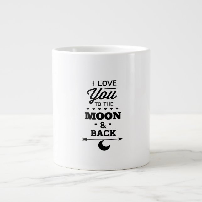 I Love You To The Moon And Back Gray Moon Minimal  Large Coffee Mug (Front)