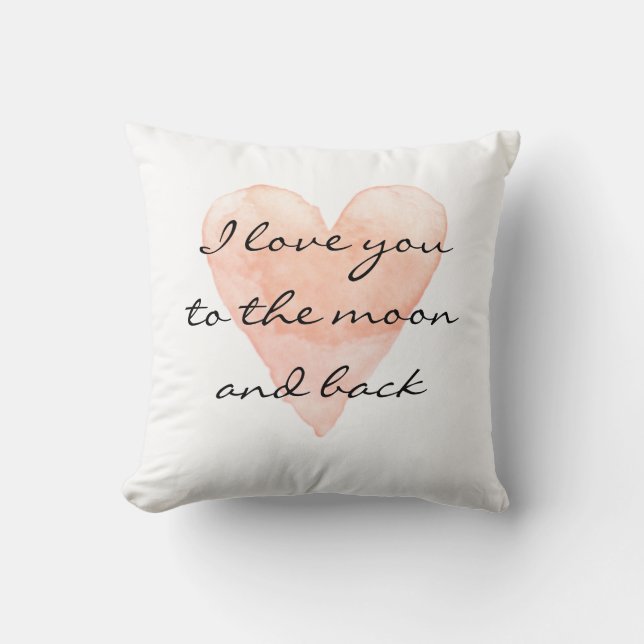 I love you to the moon and back heart throw pillow (Front)