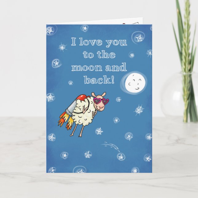 I love you to the moon and back holiday card (Front)