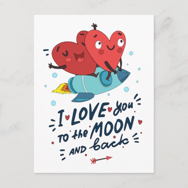 I love you to the moon and back holiday postcard (Front)