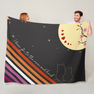 I Love You To The Moon And Back Lesbian Flag Fleece Blanket