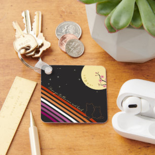 I Love You To The Moon And Back Lesbian Flag Keychain