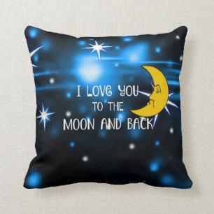 I Love you to the moon and back, man in the moon Throw Pillow