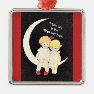 I Love You to the Moon and Back Metal Ornament