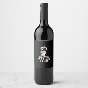 I Love You To The Moon And Back Minimal Design  Wine Label