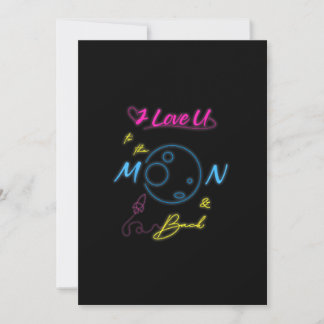 I Love You To The Moon And Back Neon Light Style Holiday Card