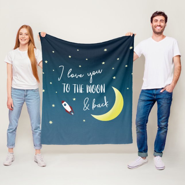 I love you to the moon and back Outer Space baby Fleece Blanket (In Situ)