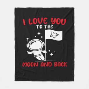 I Love You To The Moon And Back Playful Valentine  Fleece Blanket