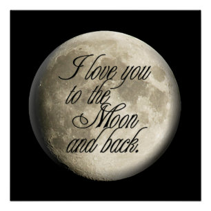 I Love You to the Moon and Back Realistic Lunar Poster
