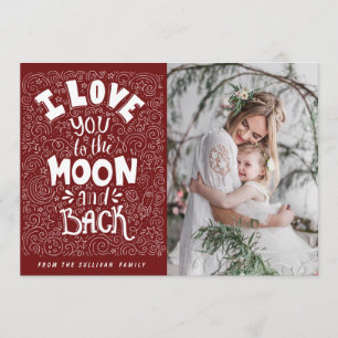 I Love You to the Moon and Back Red Photo Invitation