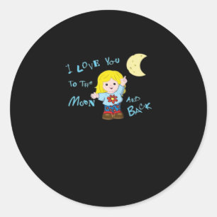 I Love You To The Moon And Back Repeating Love Quo Classic Round Sticker