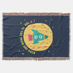 I Love You To The Moon And Back Rocketship Throw Blanket