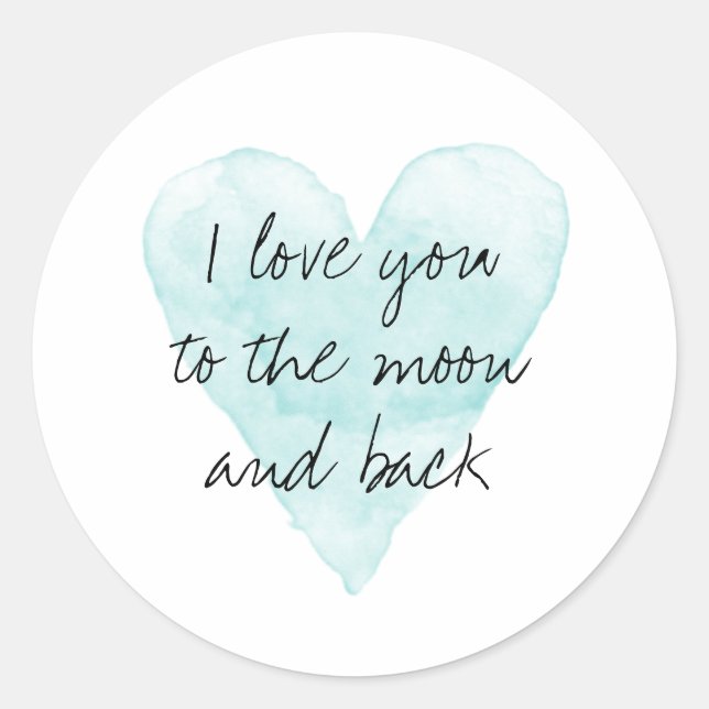 I love you to the moon and back romantic classic round sticker (Front)