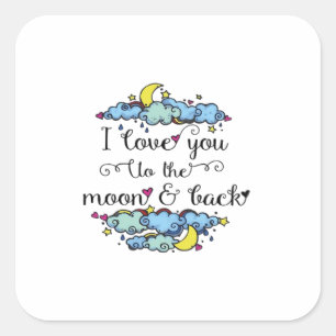 I Love You To The Moon And Back Soft Elegant Aesth Square Sticker