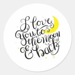 I Love You To The Moon And Back Soft Romantic Styl Classic Round Sticker