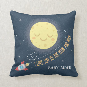 I Love You to the Moon and Back Space Baby Nursery Throw Pillow