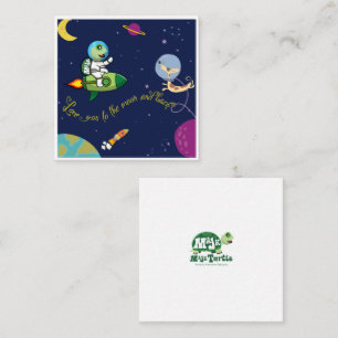 "I love you to the moon and Back" Turtle in space Card