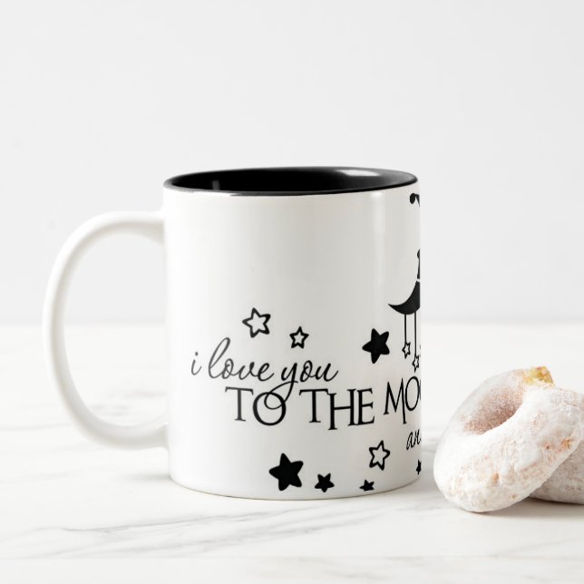 I love you to the moon and back Two-Tone coffee mug (With Donut)