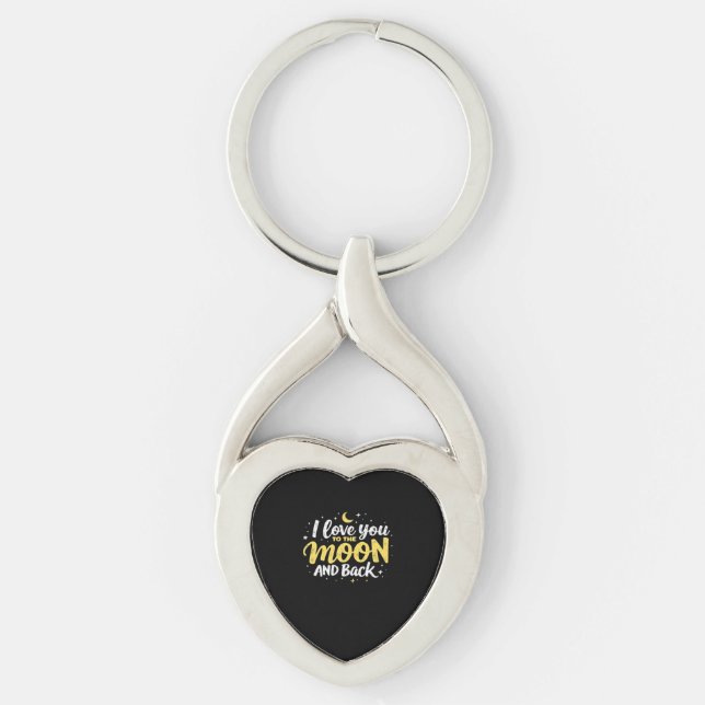 I Love You To The Moon And Back Valentine Theme De Keychain (Front)
