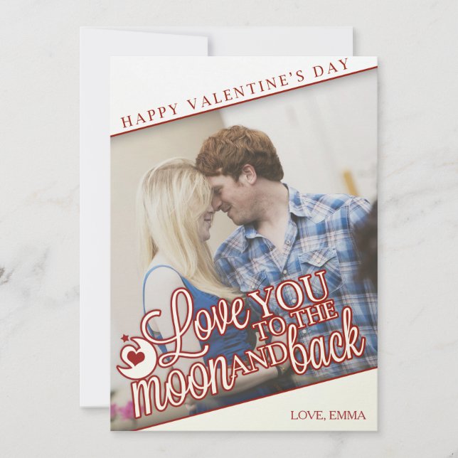 I love you to the moon and back - Valentine's Day Holiday Card (Front)