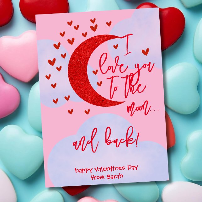I love you to the moon and back Valentine's day Holiday Card (Creator Uploaded)
