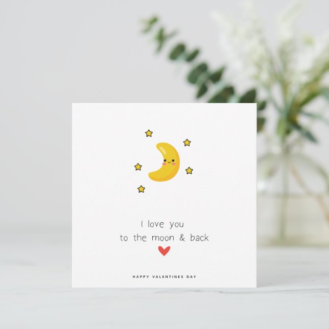 I Love you to the moon and back Valentines DayCard Holiday Card (Standing Front)