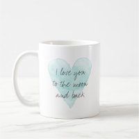 I love you to the moon and back water colour heart