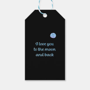 I Love You To The Moon And Back Watercolor Silver  Gift Tags
