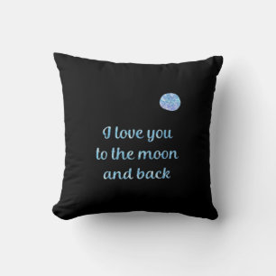 I Love You To The Moon And Back Watercolor Silver Throw Pillow