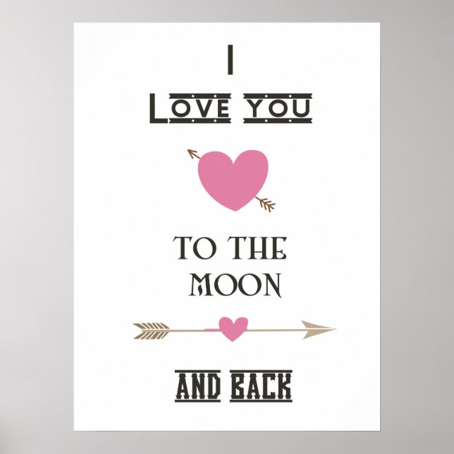 I love you to the moon and back with Pink Hearts Poster (Front)