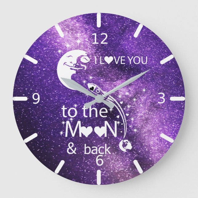 I love You To The Moon & Back Large Clock (Front)