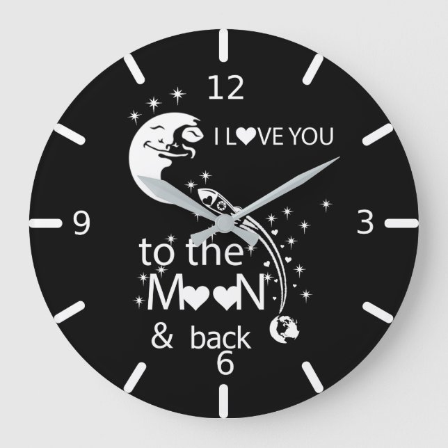 I love You To The Moon & Back Large Clock (Front)