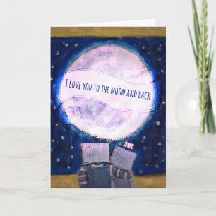 I Love You To The Moon & Back Robots Holiday Card