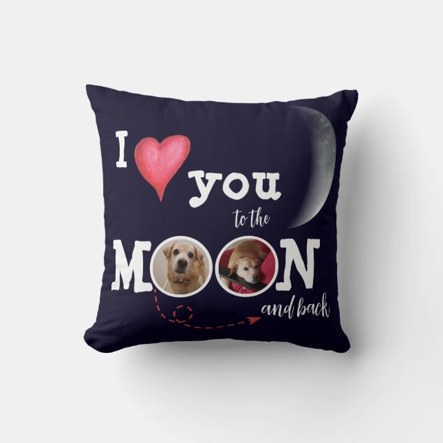 I Love You to the Moon Customized Throw Pillow (Front)