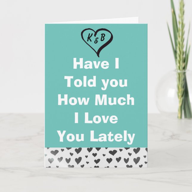 I Love You Turquoise avec carte Coeurs Argent (Devant)
