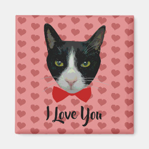 I Love You - Tuxedo Cat with Bow Tie Magnet
