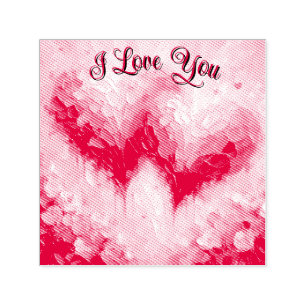 I Love You Two Abstract Hearts Painting Valentine Self-inking Stamp
