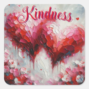 I Love You Two Abstract Hearts Painting Valentine Square Sticker