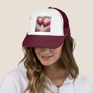 I Love You Two Abstract Hearts Personalized Trucker Hat