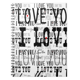 I LOVE YOU type Heart Valentine Notebook Journal
