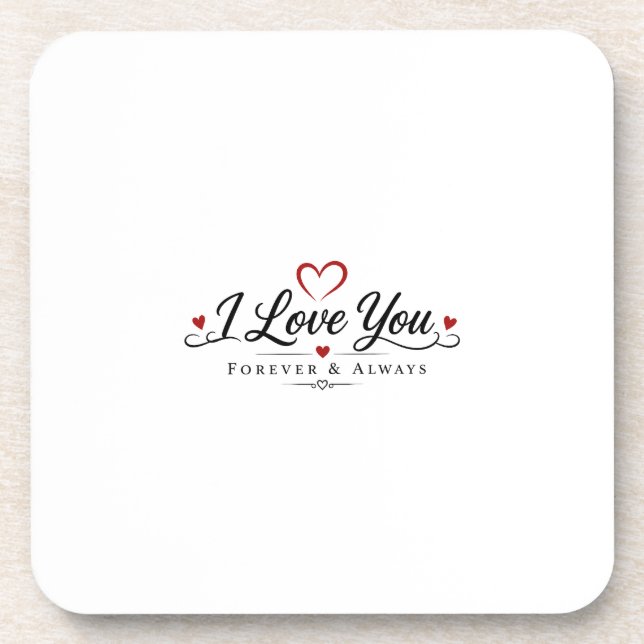 I Love You Typography Design Coaster (Front)