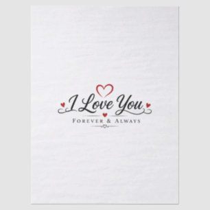 I Love You Typography Design Tissue Paper